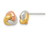 Yellow, White, Rose Plated Sterling Silver Polished Love Knot Post Earrings