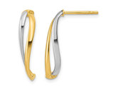 10K Yellow and White Gold Curve Dangle Earrings