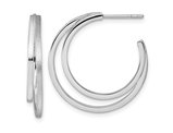 Sterling Silver Satin and Polished Double C-Hoop Earrings