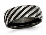 Men's Black Titanium Brushed Grooved Band Ring (8.00mm)