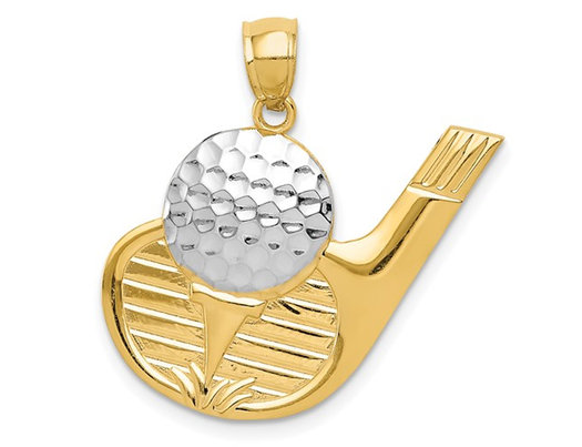 14K Yellow Gold Golf Club and Ball Charm Pendant (NO CHAIN)