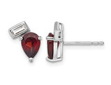 2.18 Carat (ctw) Garnet and White Topaz Sterling Silver Post Earrings