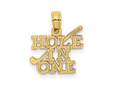 14K Yellow Gold Polished HOLE IN ONE Charm Pendant (NO CHAIN)
