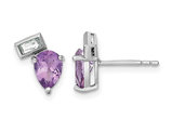 1.42 Carat (ctw) Amethyst and White Topaz Sterling Silver Post Earrings