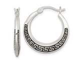 Sterling Silver Greek Key Hoop Earrings