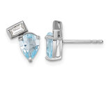 1.87 Carat (ctw) Sky Blue Topaz and White Topaz Sterling Silver Post Earrings