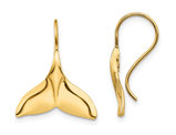 14K Yellow Gold Polished Whale Tail Wire Earrings