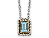 2/5 Carat (ctw) Swiss Blue Topaz Pendant Necklace in Antiqued Sterling Silver with Chain