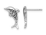 Sterling Silver Filigree Dolphin Charm Earrings