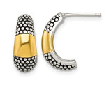 Antiqued and Textured Sterling Silver J-Hoop Earrings