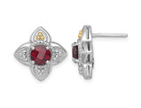 2.12 Carat (ctw) Garnet Flower Post Earrings in Sterling Silver