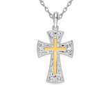 Sterling Silver Diamond-Cut Cross Pendant Necklace with Chain