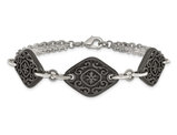 Black Titanium Etched Charm Bracelet (7.75 Inches)