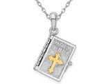 Sterling Silver Lord's Prayer Bible Charm Pendant Necklace with Chain