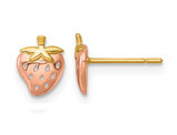 Small 14K Rose Gold Strawberry Charm Post Earrings