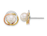 South Sea Saltwater Cultured Pearl (6-7mm) Earrings in 14K Yellow , White and Rose Gold