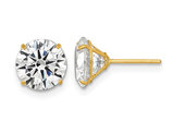 14K Yellow Gold Sythentic Cubic Zirconia Solitaire Earrings (8mm)