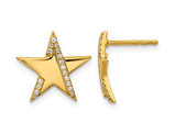 14K Yellow Gold Polished Star Post Earrings with Diamonds