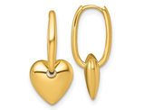 14K Yellow Gold Puffed Heart Hoop Earrings