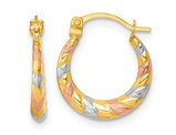14K Yellow, Rose and White Gold Hoop Earrings (2.25mm Thick)