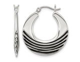 Sterling Silver Black Enamel Hoop Earrings (3.25mm)