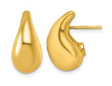 14K Yellow Gold Polished Puffed TearDrop Post Earrings
