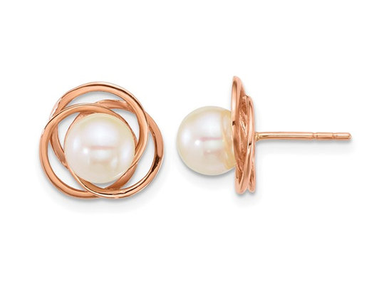 South Sea Saltwater Cultured Pearl (6-7mm) Earrings in 14K Rose Gold