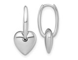 14K White Gold Puffed Heart Hoop Earrings