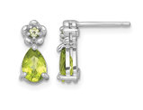 1.37 Carat (ctw) Green Peridot Drop Post Earrings in Sterling Silver