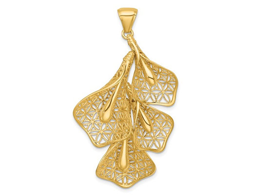 14K Yellow Gold Filigree Calla Lily Flower Pendant (NO CHAIN)