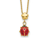14K Yellow Gold Ladybug Pendant Necklace with 16.5 inch Chain