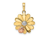 14K Yellow and Rose Gold Ladybug Flower Pendant (NO CHAIN)