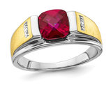 Men's 2.50 Carat (ctw) Lab-Created Ruby Ring in Sterling Silver and 10K Gold