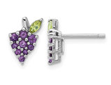 3/5 Carat (ctw) Amethyst and Peridot Grape Charm Earrings in Sterling Silver