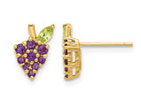 3/5 Carat (ctw) Amethyst and Peridot Grape Charm Earrings in 14K Yellow Gold