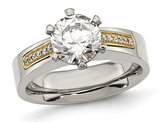Titanuim Polished Promise Ring with Synthetic Cubic Zirconia