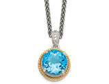 4.05 Carat (ctw) Blue Topaz Pendant Necklace in Sterling Silver with Chain