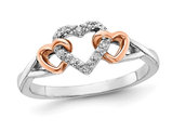 Sterling Silver Triple Heart Promise Ring with Accent Diamonds 