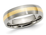 Men's 6mm Titanium Wedding Band Ring with 14K Gold Inlay