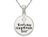 Sterling Silver Cross Gift from God Pendant Necklace Disc and Chain (18 inches)