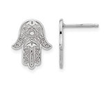 Sterling Silver Polished Hamsa Filigree Earrings