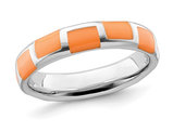 Sterling Silver Polished Orange Enameled Band Ring