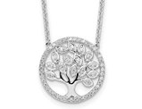 3/10 Carat (ctw) Lab-Grown Diamond Tree of Life Pendant Necklace in 14K White Gold with Chain