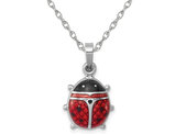 Sterling Silver Enameled Ladybug Pendant Necklace with Chain
