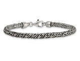 Men's Sterling Silver Antiqued Link Chain Bracelet 8 Inches
