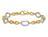 Ladies 14K Yellow and White Gold Oval Link Bracelet  (7.25 inches) 
