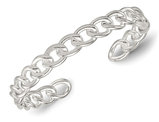 Sterling Silver Polished Curb LInk Cuff Bangle Bracelet
