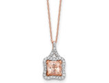 10K Rose Pink Gold 7/8 Carat (ctw) Morganite Pendant Necklace with Diamonds and Chain