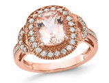 2.14 Carat (ctw) Morganite Ring in Rose Sterling Silver with Cubic Zirconia (SIZE 7)