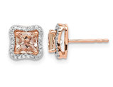 10K Rose Pink Gold 1/2 Carat (ctw) Morganite Halo Earrings with Diamonds